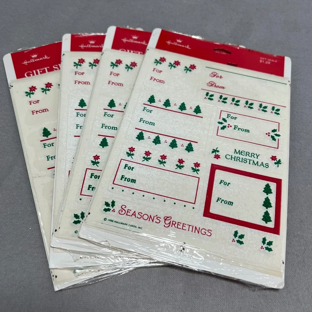 Vintage Hallmark Gift Seals Labels 1988 Christmas Holiday NOS Ephemera Stickers